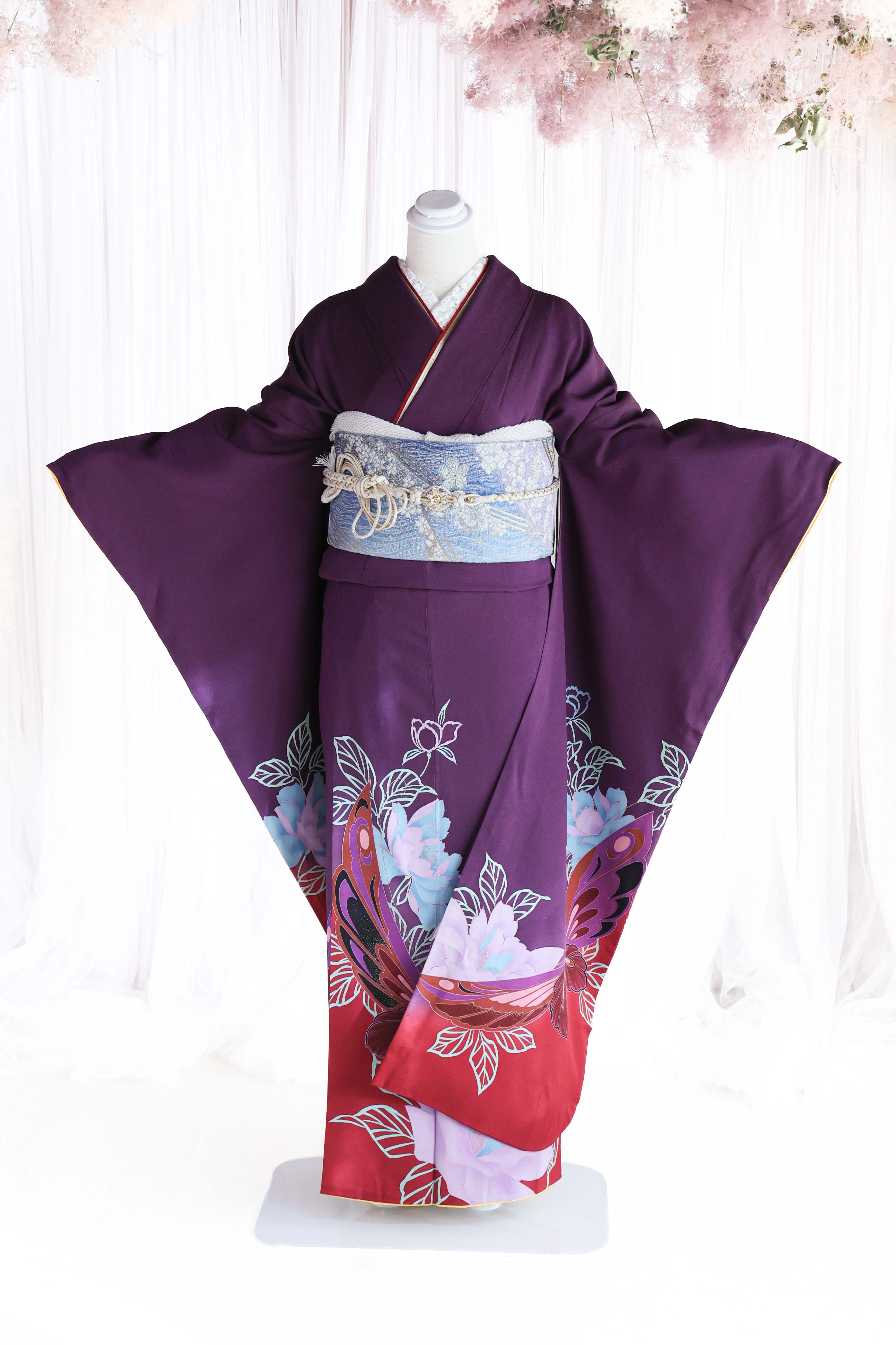 二人静に鳳蝶｜京都の成人式振袖・卒業式袴レンタル シュハリスキョウト