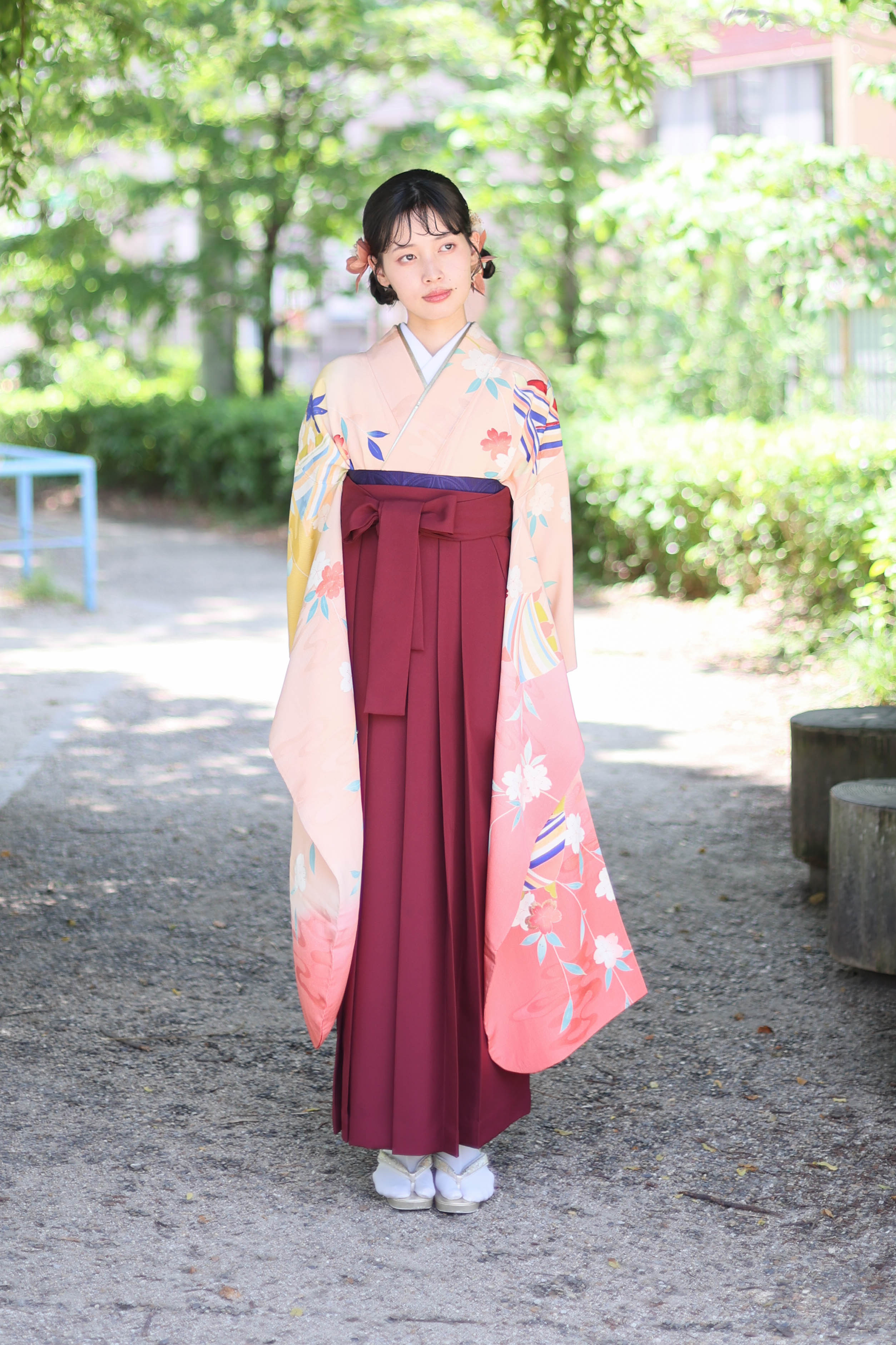 しだれ桜に糸巻模様